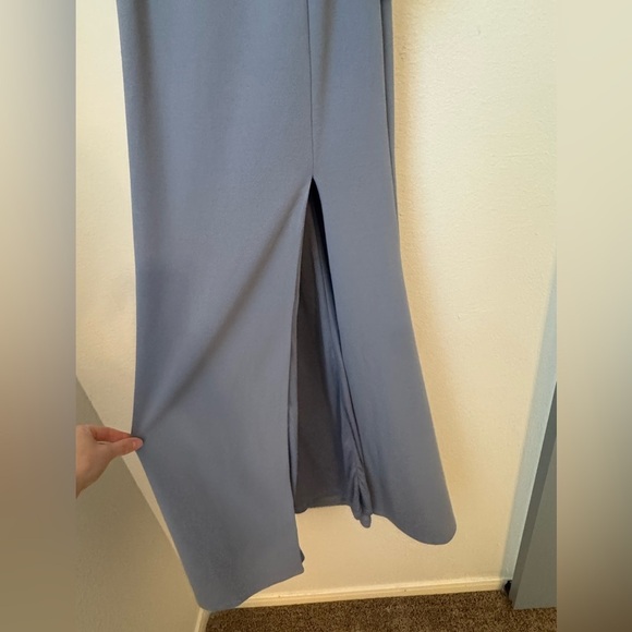 NWT Lulus Blue Grey Off The Shoulder Maxi Dress Wedding Guest Dress Formal Dress - Picture 5 of 12